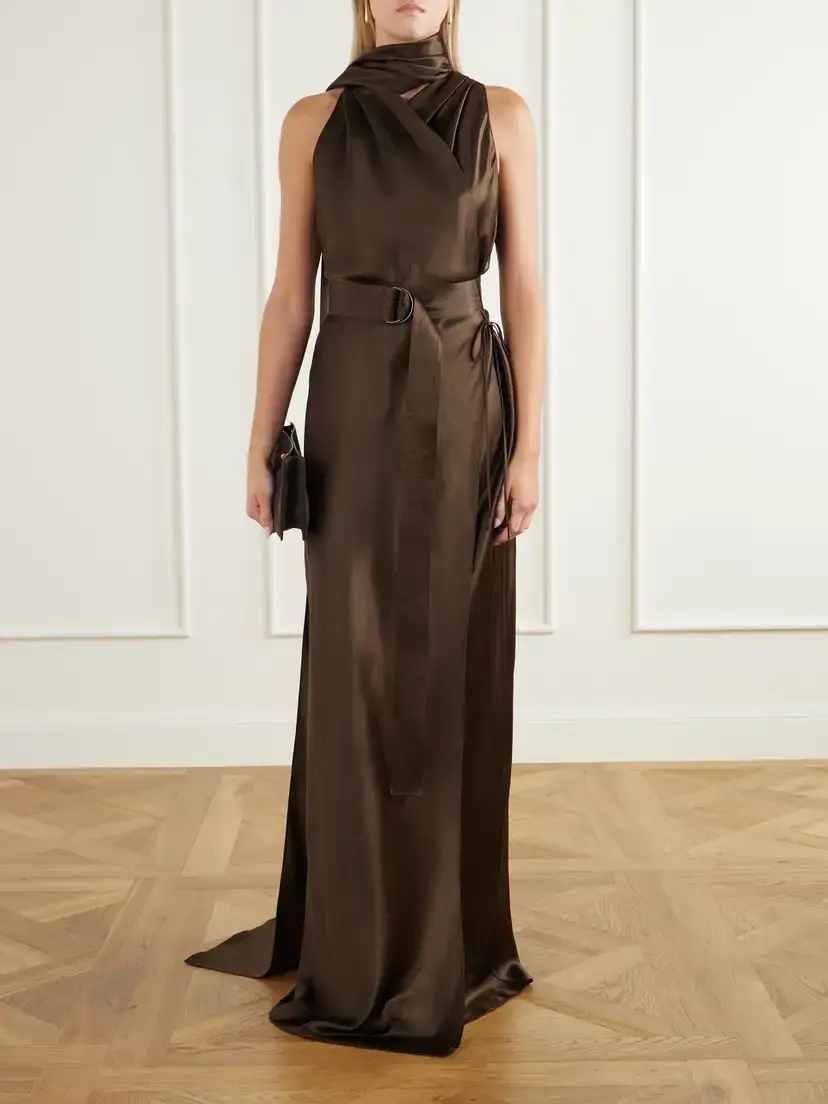 Ralph Lauren Collection Rynn Belted Duchess-silk Halterneck Gown | Thumbnail 2 Ralph Lauren Collection Rynn Belted Duchess-silk Halterneck Gown | Thumbnail 2