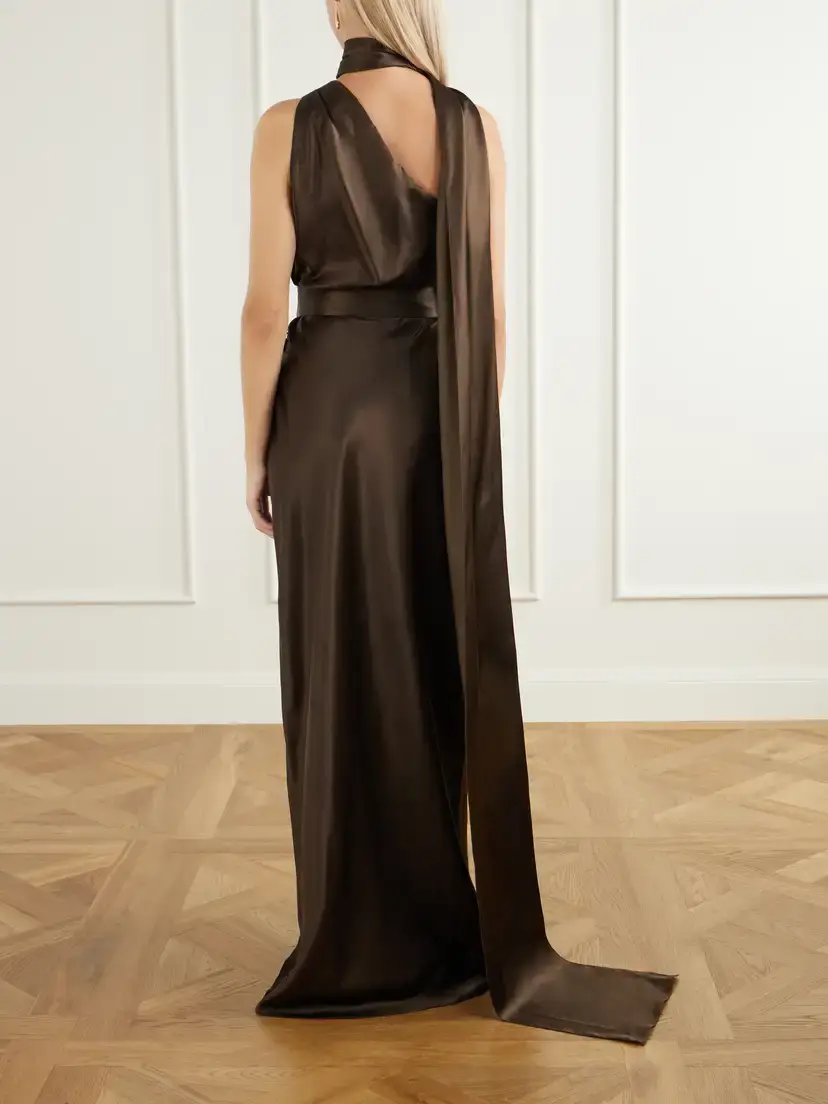 Ralph Lauren Collection Rynn Belted Duchess-silk Halterneck Gown | Thumbnail 3 Ralph Lauren Collection Rynn Belted Duchess-silk Halterneck Gown | Thumbnail 3