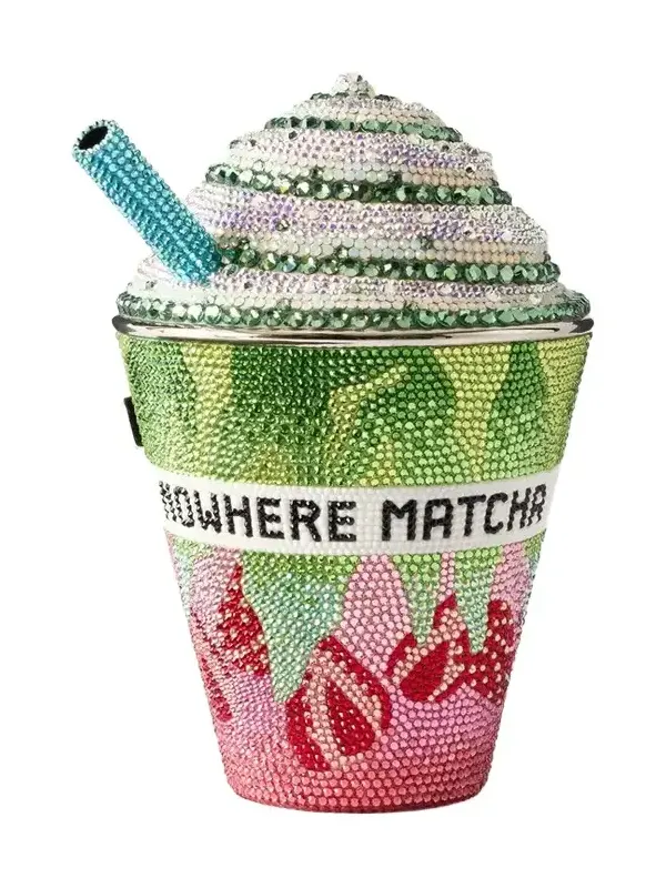 Judith Leiber Couture Matcha Crystal-embellished Silver-tone Clutch