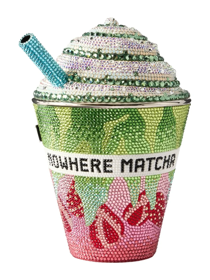 Matcha Crystal-embellished Silver-tone Clutch