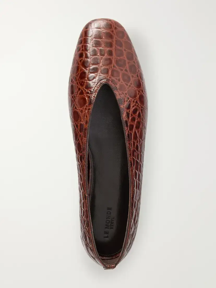 Le Monde Béryl Luna Croc-effect Leather Flats | Thumbnail 6 Le Monde Béryl Luna Croc-effect Leather Flats | Thumbnail 6