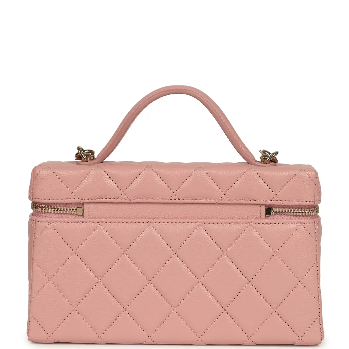 Chanel Chanel Top Handle Long Vanity Case with Chain Pink Caviar Light Gold Hardware | Thumbnail 4 Chanel Chanel Top Handle Long Vanity Case with Chain Pink Caviar Light Gold Hardware | Thumbnail 4