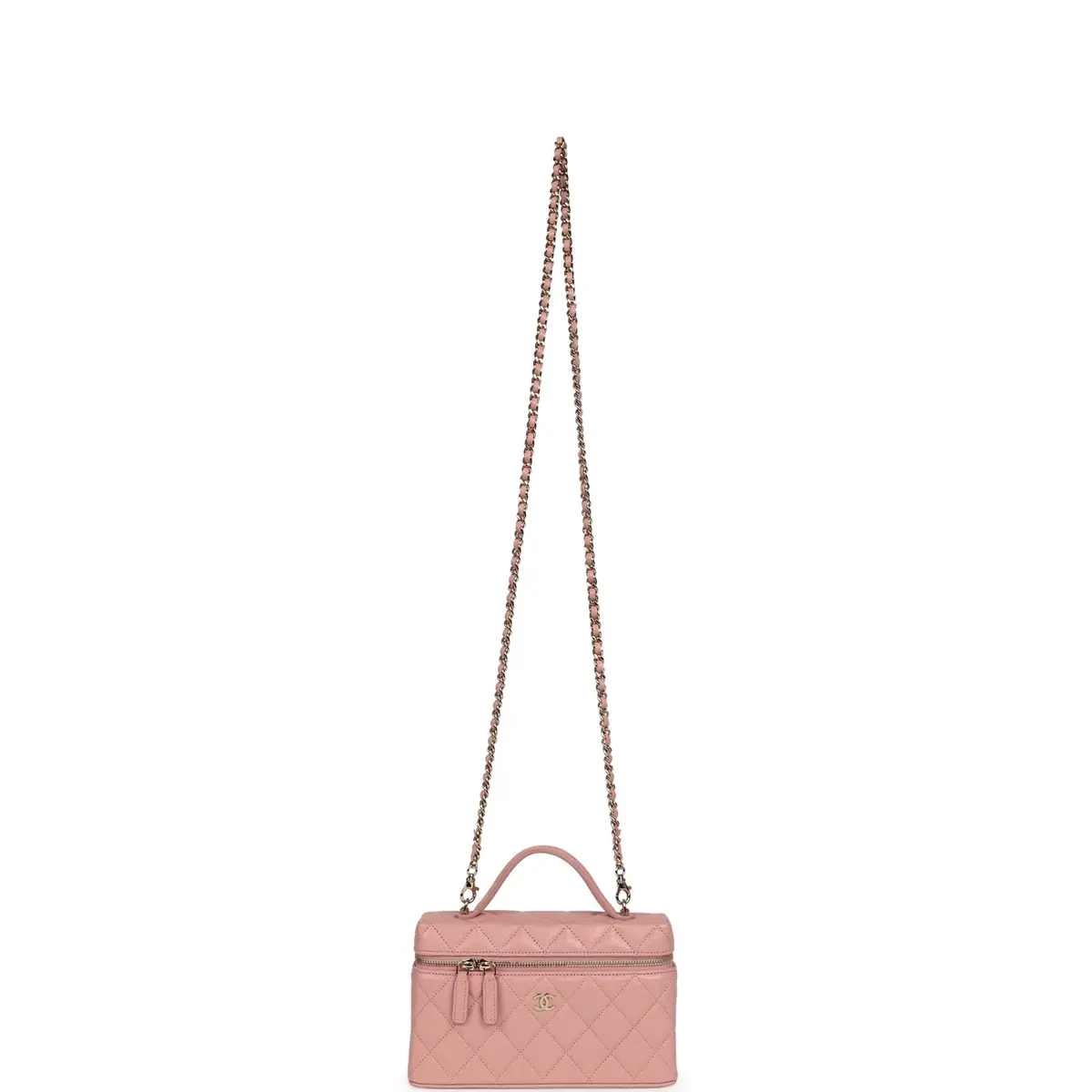 Chanel Chanel Top Handle Long Vanity Case with Chain Pink Caviar Light Gold Hardware | Thumbnail 7 Chanel Chanel Top Handle Long Vanity Case with Chain Pink Caviar Light Gold Hardware | Thumbnail 7