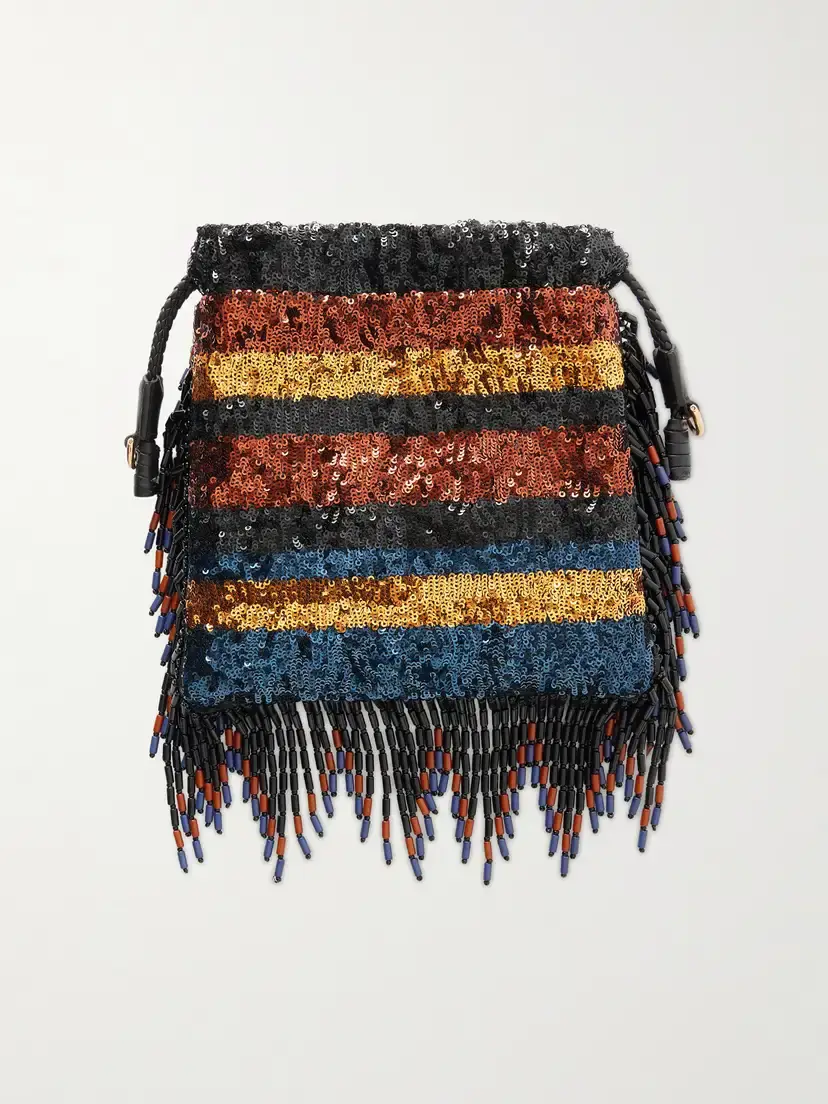 Etro Kalispera Fringed Bead-embellished Leather-trimmed Sequined Drawstring Bag | Thumbnail 4 Etro Kalispera Fringed Bead-embellished Leather-trimmed Sequined Drawstring Bag | Thumbnail 4