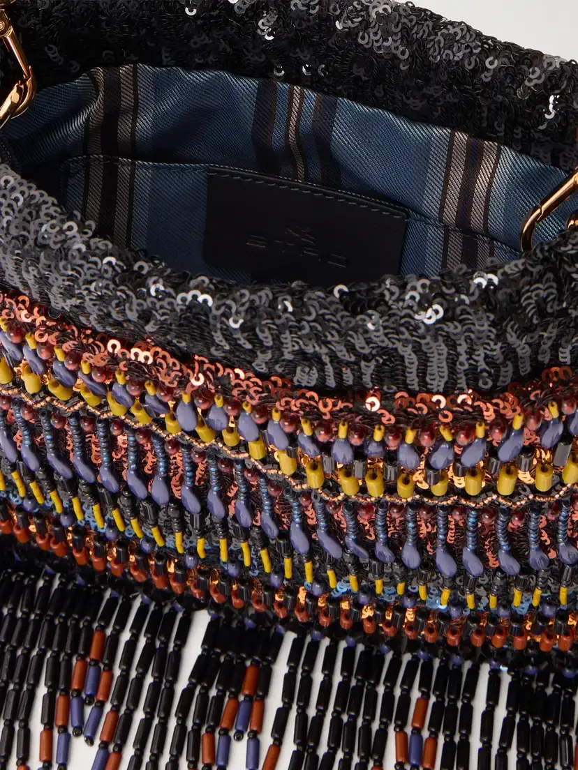 Etro Kalispera Fringed Bead-embellished Leather-trimmed Sequined Drawstring Bag | Thumbnail 6 Etro Kalispera Fringed Bead-embellished Leather-trimmed Sequined Drawstring Bag | Thumbnail 6