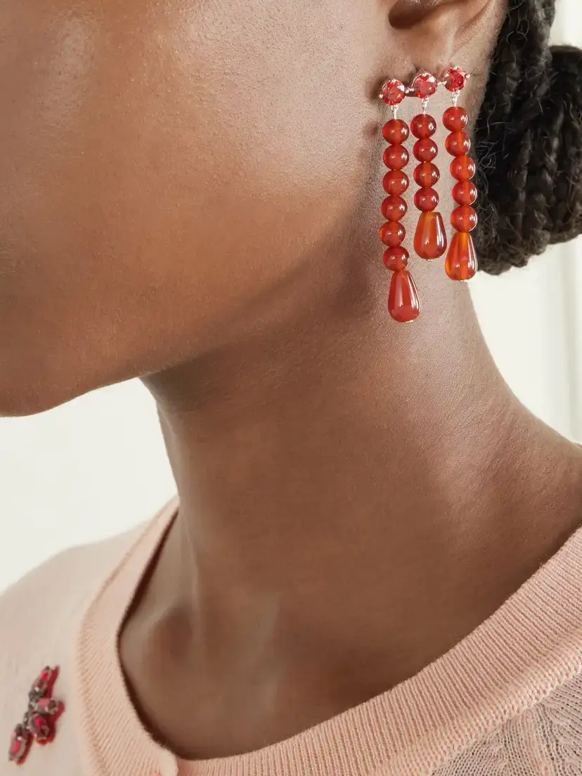 Completedworks Weeping Willow Beaded Silver-plated Agate And Zirconia Earrings - Red | Thumbnail 2 Completedworks Weeping Willow Beaded Silver-plated Agate And Zirconia Earrings - Red | Thumbnail 2