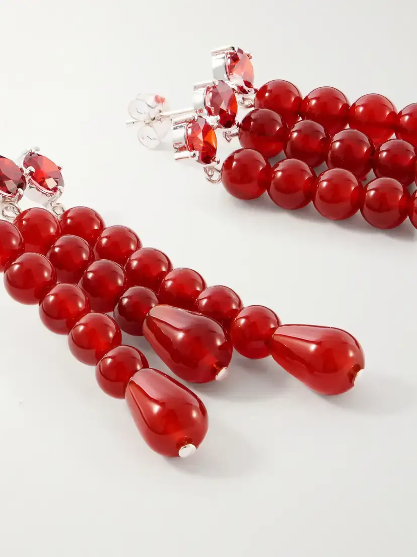 Completedworks Weeping Willow Beaded Silver-plated Agate And Zirconia Earrings - Red | Thumbnail 3 Completedworks Weeping Willow Beaded Silver-plated Agate And Zirconia Earrings - Red | Thumbnail 3