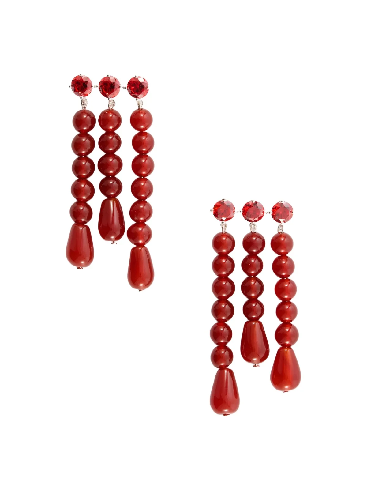 Completedworks Weeping Willow Beaded Silver-plated Agate And Zirconia Earrings - Red