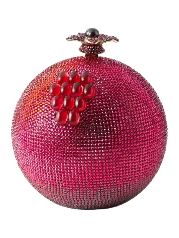 Pomegranate Crystal-embellished Gold-tone Clutch
