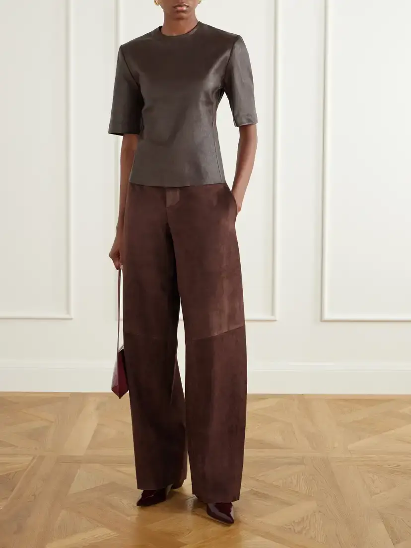 STOULS Valadon Paneled Suede Wide-leg Pants | Thumbnail 2 STOULS Valadon Paneled Suede Wide-leg Pants | Thumbnail 2