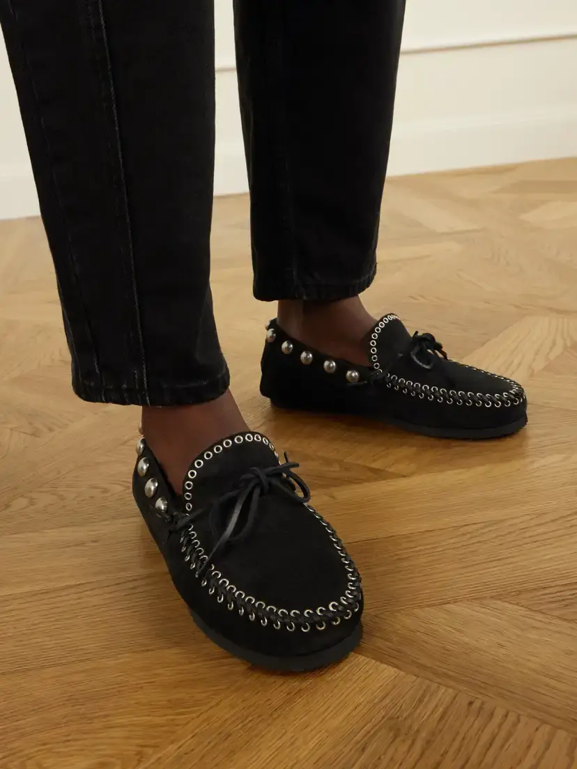 Isabel Marant Fitza Studded Shearling-trimmed Suede Loafers | Thumbnail 2