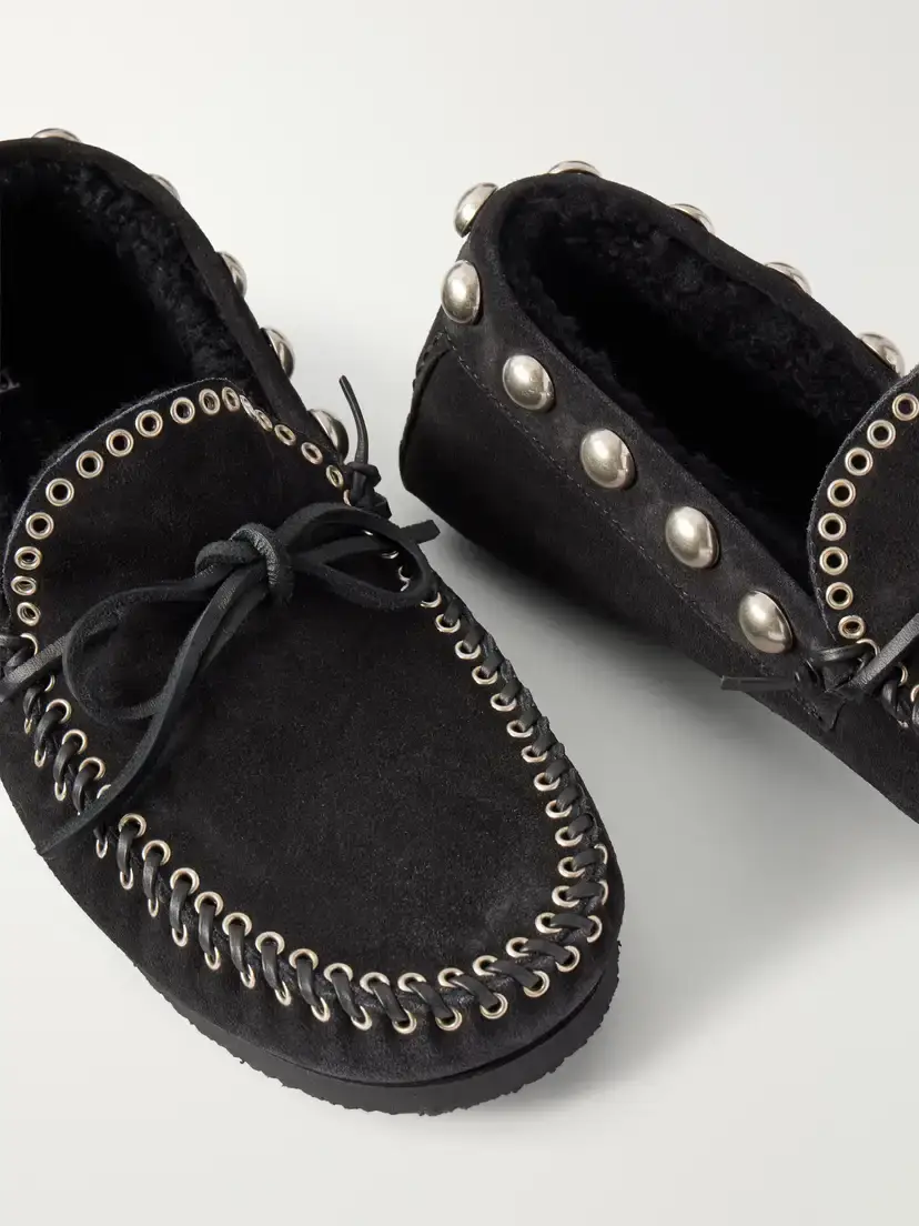 Isabel Marant Fitza Studded Shearling-trimmed Suede Loafers | Thumbnail 5