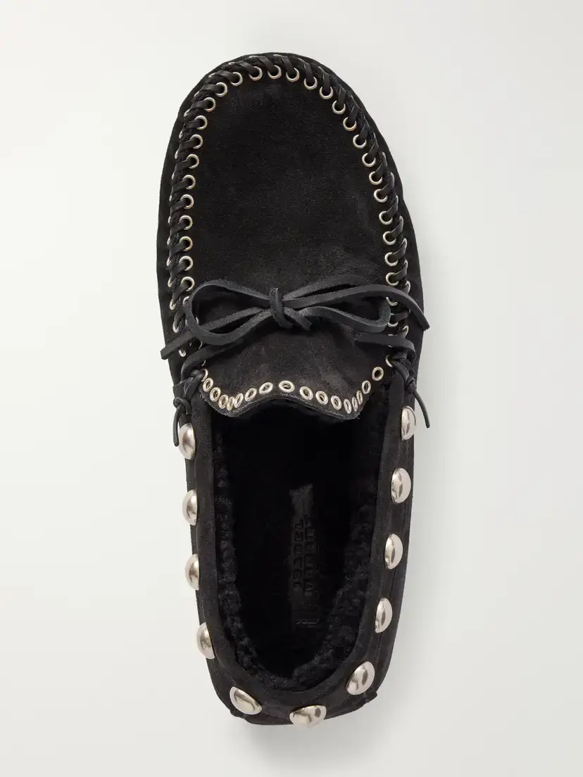 Isabel Marant Fitza Studded Shearling-trimmed Suede Loafers | Thumbnail 6