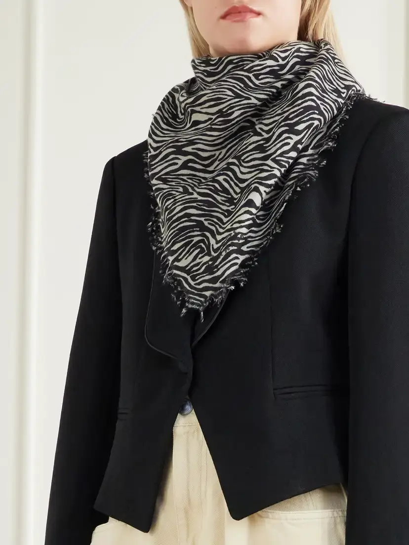 Isabel Marant Alecia Zebra-print Cashmere And Wool-blend Scarf - Multi | Thumbnail 3 Isabel Marant Alecia Zebra-print Cashmere And Wool-blend Scarf - Multi | Thumbnail 3
