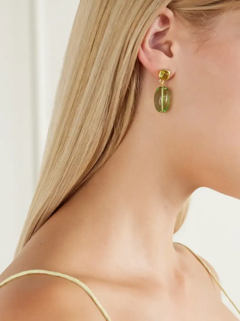 Lizzie Fortunato Verdant Gold-plated Glass And Quartz Earrings - Green | Thumbnail 2 Lizzie Fortunato Verdant Gold-plated Glass And Quartz Earrings - Green | Thumbnail 2