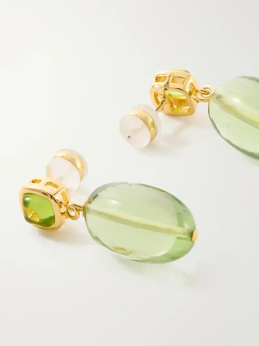 Lizzie Fortunato Verdant Gold-plated Glass And Quartz Earrings - Green | Thumbnail 3 Lizzie Fortunato Verdant Gold-plated Glass And Quartz Earrings - Green | Thumbnail 3