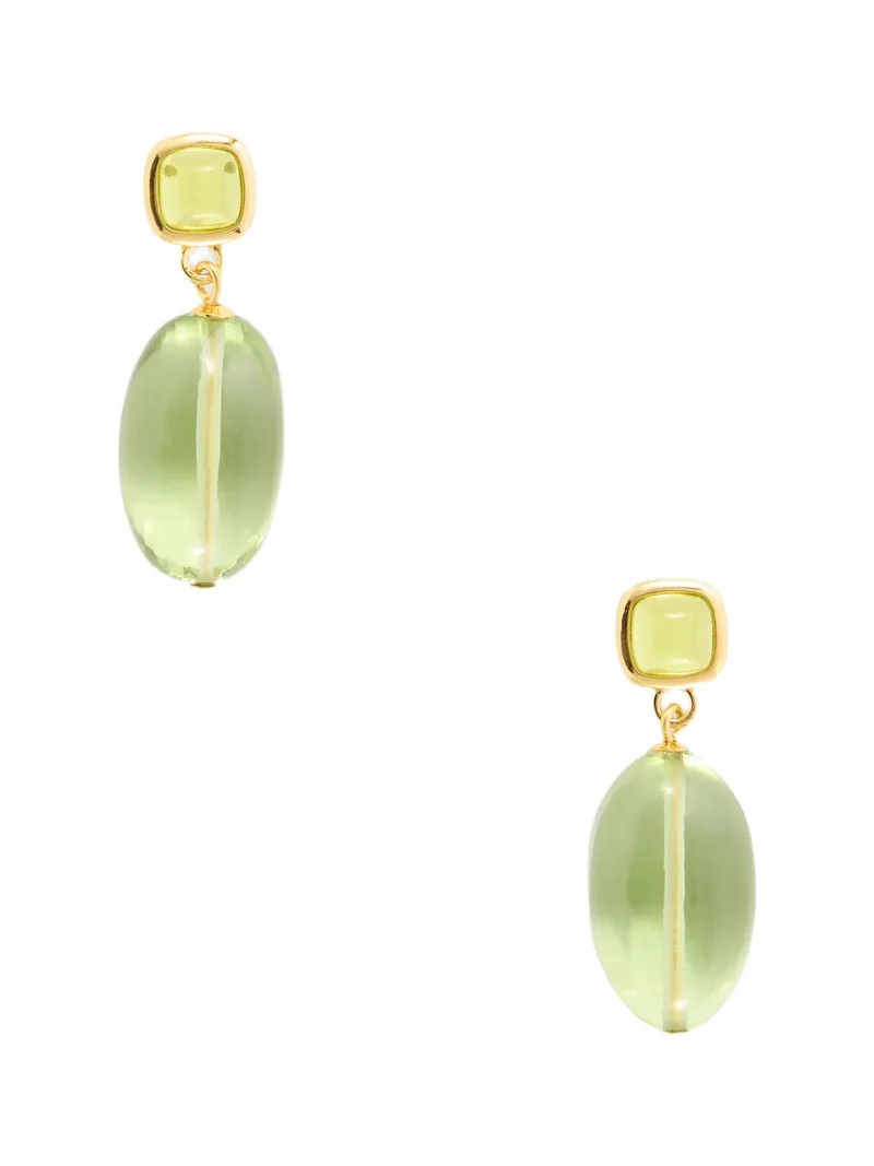 Verdant Gold-plated Glass And Quartz Earrings - Green