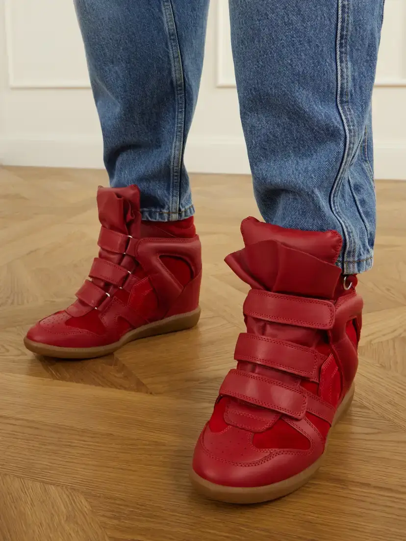 Isabel Marant Bekett Leather-trimmed Suede Wedge Sneakers | Thumbnail 2 Isabel Marant Bekett Leather-trimmed Suede Wedge Sneakers | Thumbnail 2