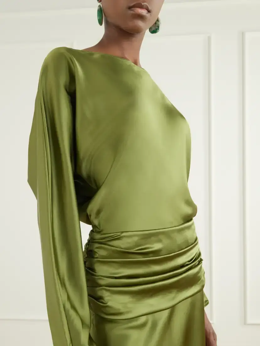 Staud Freda Gathered Silk-blend Satin Mini Dress | Thumbnail 4 Staud Freda Gathered Silk-blend Satin Mini Dress | Thumbnail 4