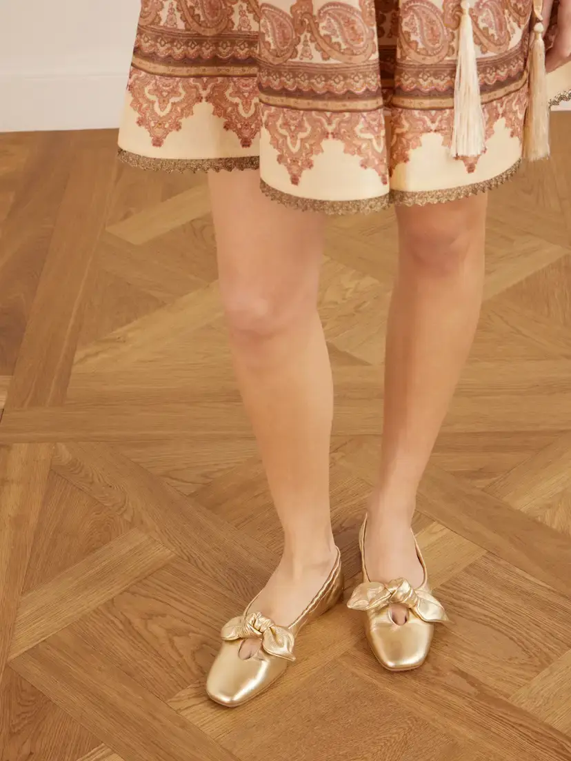 Zimmermann Carousel Knotted Metallic Leather Ballerina Flats | Thumbnail 2