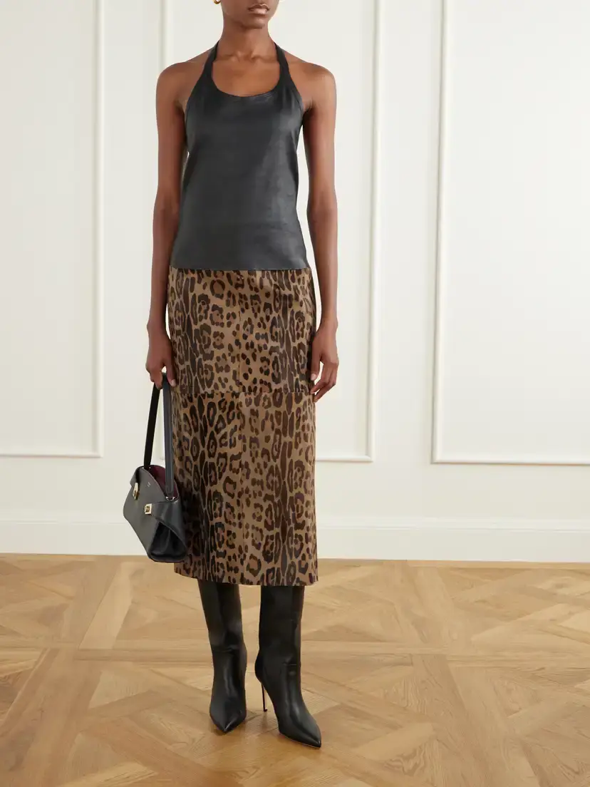 STOULS Winona Leopard-print Calf Hair Midi Skirt | Thumbnail 2 STOULS Winona Leopard-print Calf Hair Midi Skirt | Thumbnail 2