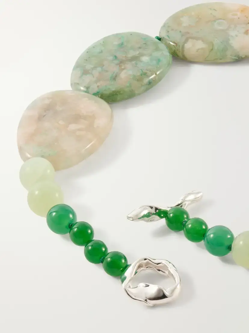 Completedworks Time Will Say Nothing But "i Told You So" Beaded Silver-plated, Calcite And Agate Necklace - Green | Thumbnail 3 Completedworks Time Will Say Nothing But "i Told You So" Beaded Silver-plated, Calcite And Agate Necklace - Green | Thumbnail 3