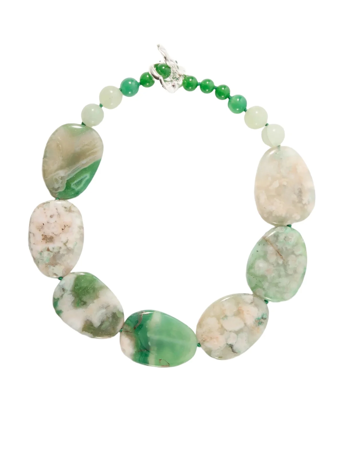 Completedworks Time Will Say Nothing But "i Told You So" Beaded Silver-plated, Calcite And Agate Necklace - Green