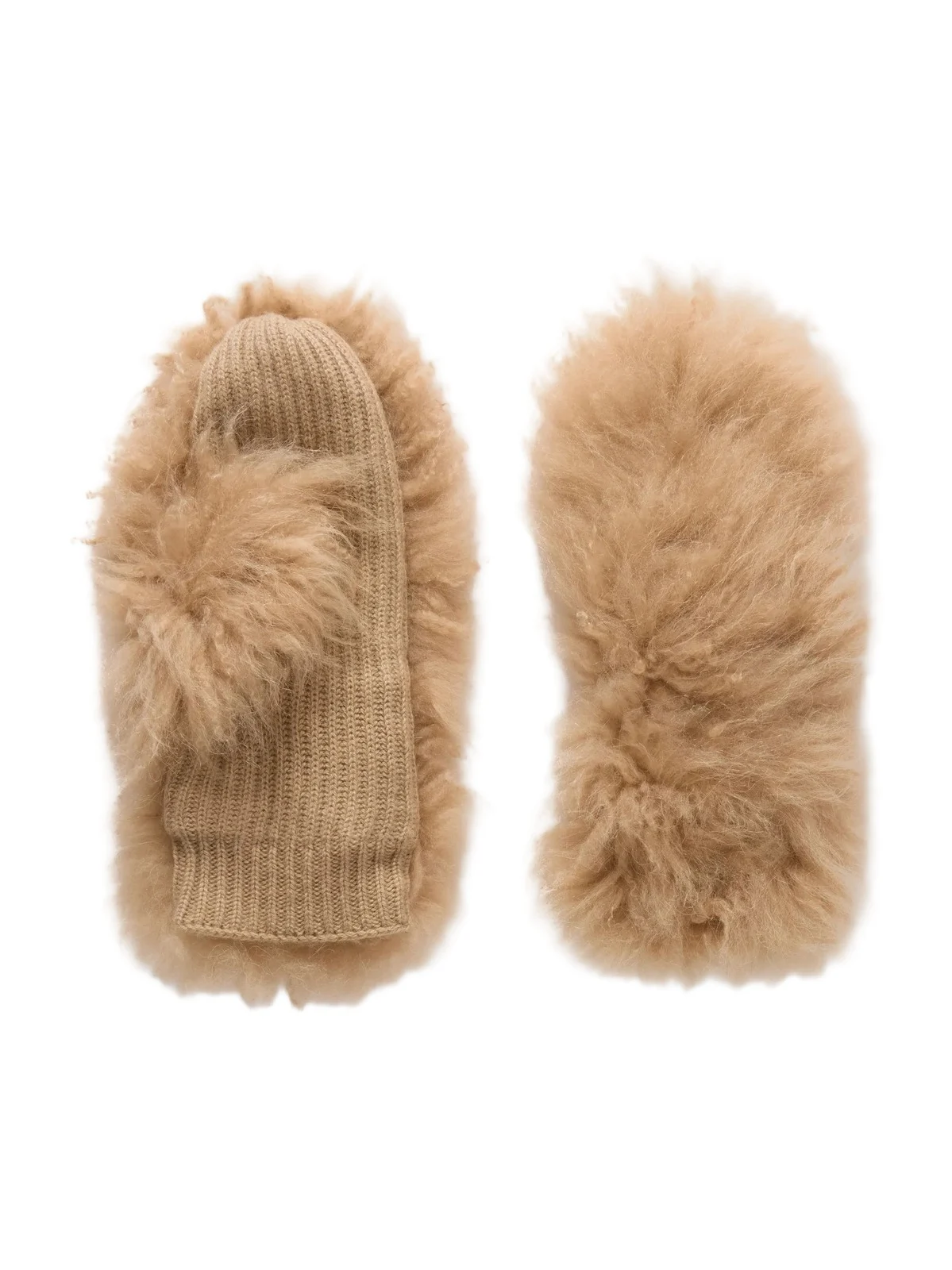 Yves Salomon Shearling Wool And Cashmere-blend Gloves - Neutrals