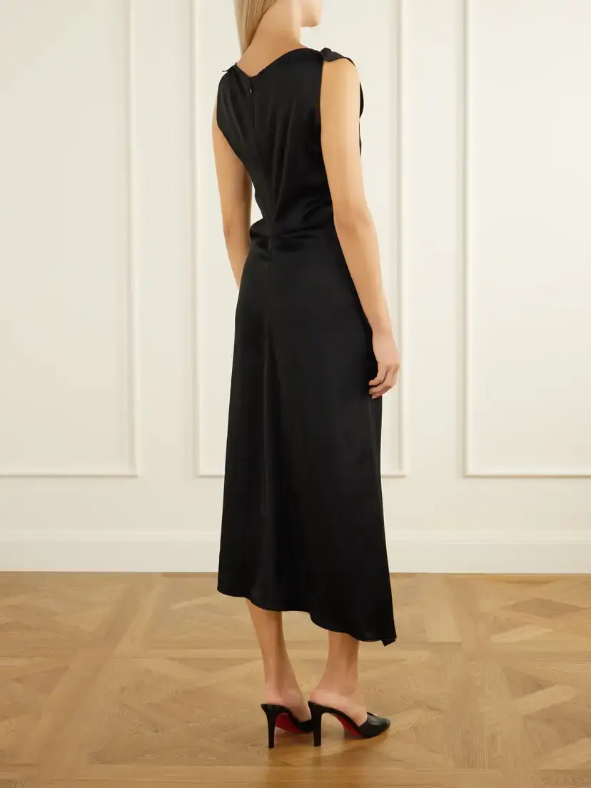 Victoria Beckham Draped Satin Midi Dress | Thumbnail 3 Victoria Beckham Draped Satin Midi Dress | Thumbnail 3
