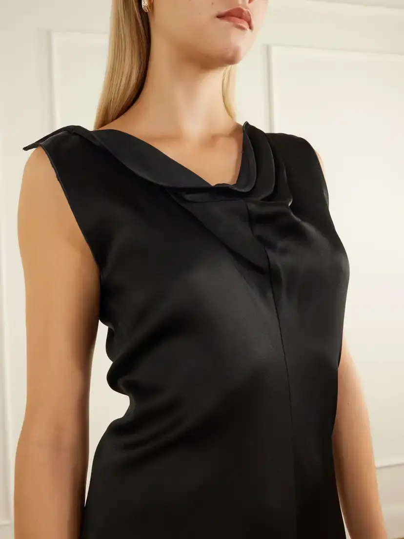 Victoria Beckham Draped Satin Midi Dress | Thumbnail 4 Victoria Beckham Draped Satin Midi Dress | Thumbnail 4