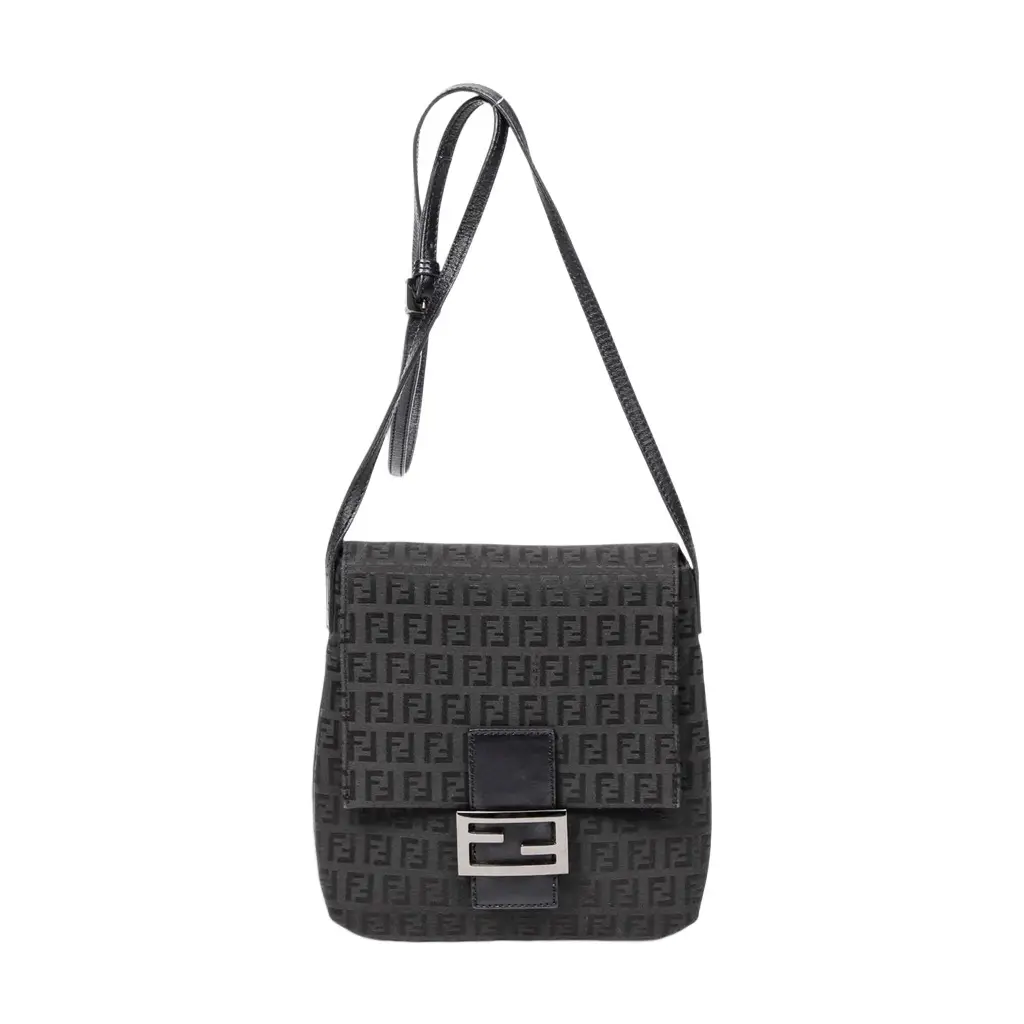 Fendi Fendi Black Canvas Small Flap Crossbody Bag by The Solist | Image 1 Fendi Fendi Black Canvas Small Flap Crossbody Bag by The Solist | Image 1