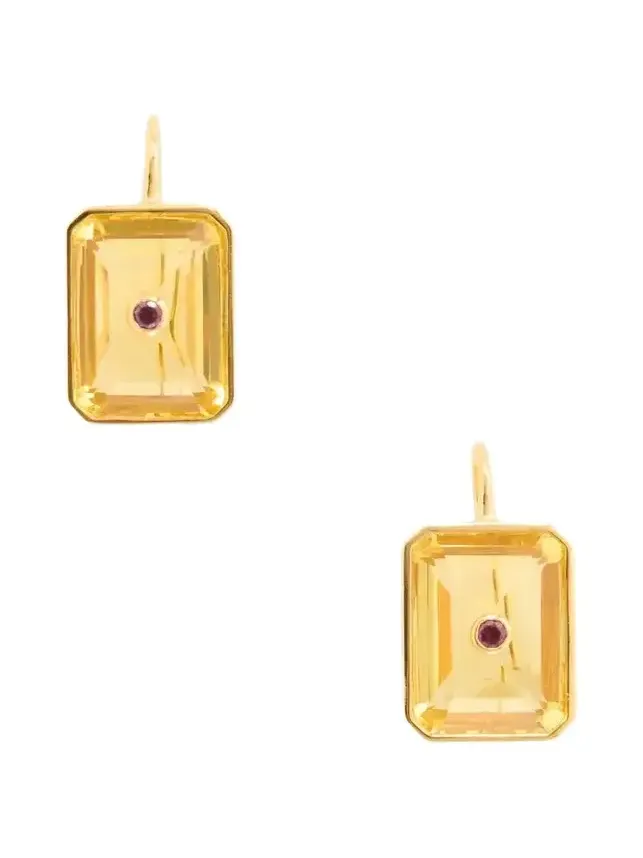 Tile Gold-plated Rhodolite And Glass Earrings - Yellow
