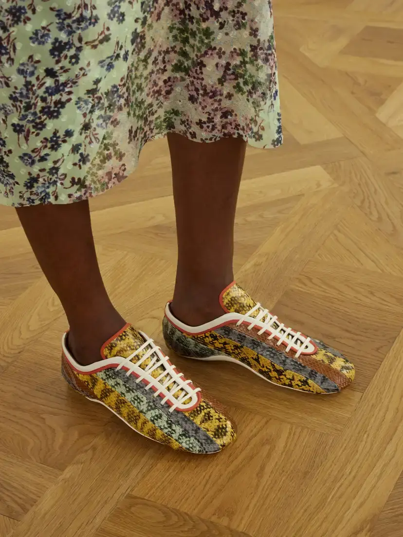 Dries Van Noten Striped Snake-effect Leather Sneakers | Thumbnail 2
