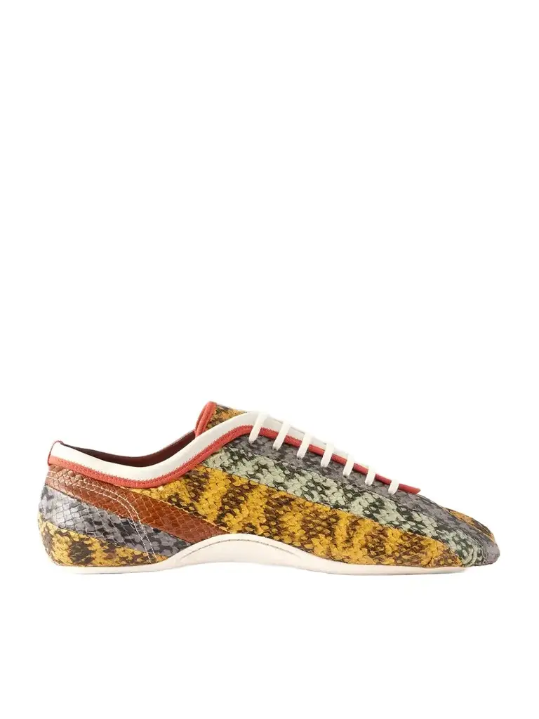 Dries Van Noten Striped Snake-effect Leather Sneakers | Image 1 Dries Van Noten Striped Snake-effect Leather Sneakers | Image 1