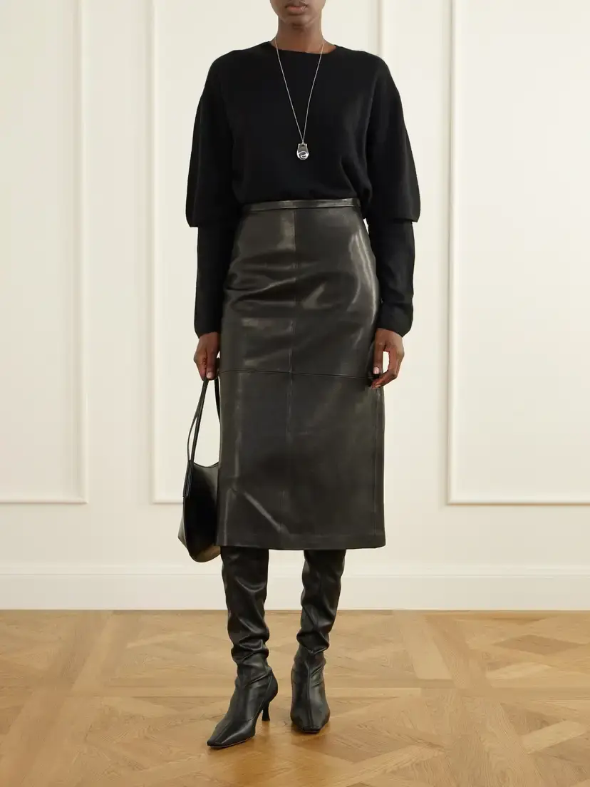 Nour Hammour Alana Paneled Leather Midi Skirt | Thumbnail 2 Nour Hammour Alana Paneled Leather Midi Skirt | Thumbnail 2