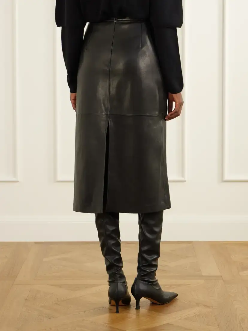 Nour Hammour Alana Paneled Leather Midi Skirt | Thumbnail 3 Nour Hammour Alana Paneled Leather Midi Skirt | Thumbnail 3