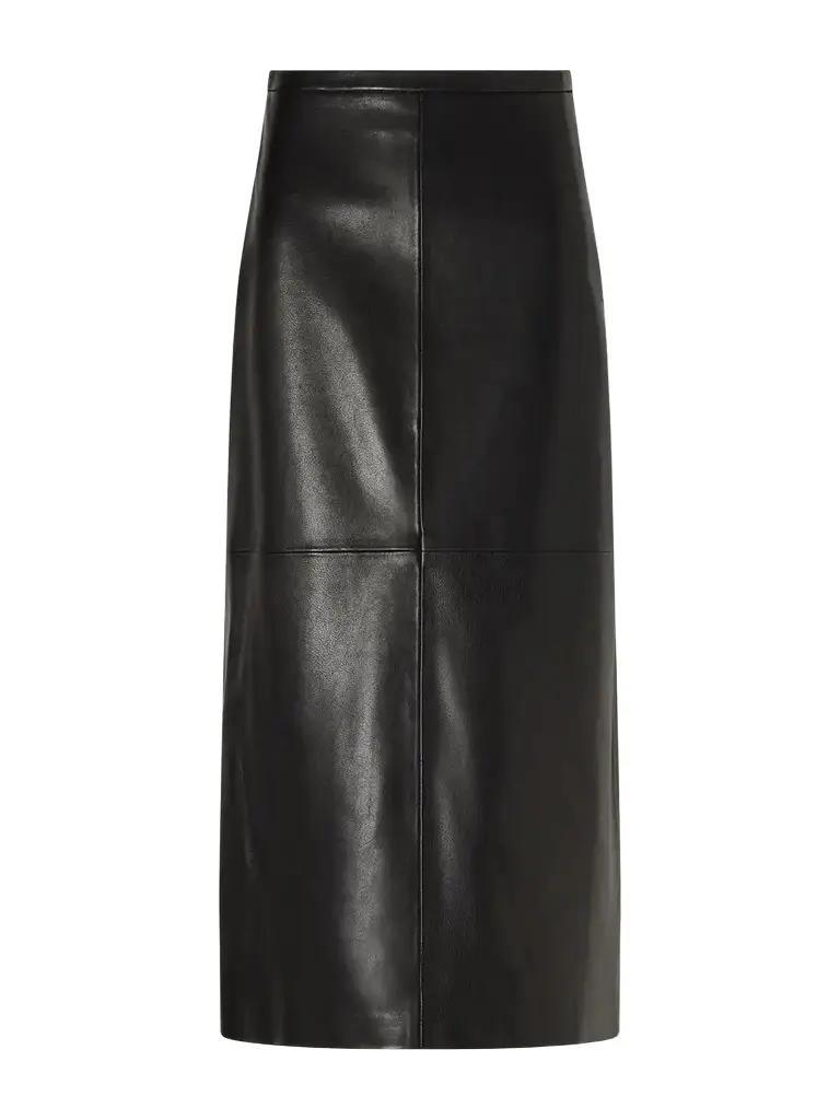 Nour Hammour Alana Paneled Leather Midi Skirt