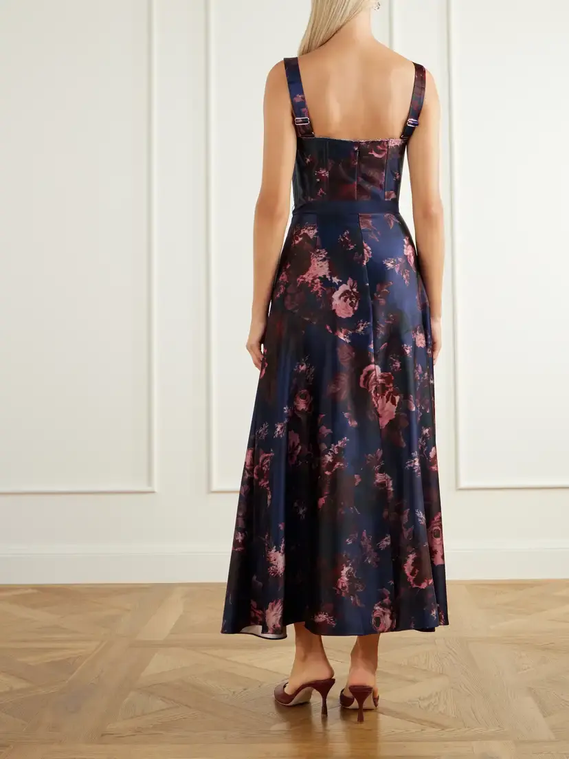Erdem Belted Floral-print Duchesse-satin Bustier Midi Dress | Thumbnail 3 Erdem Belted Floral-print Duchesse-satin Bustier Midi Dress | Thumbnail 3