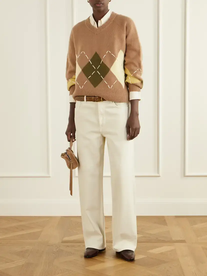 Arch4 Sloane Embroidered Argyle Cashmere Sweater | Thumbnail 2 Arch4 Sloane Embroidered Argyle Cashmere Sweater | Thumbnail 2