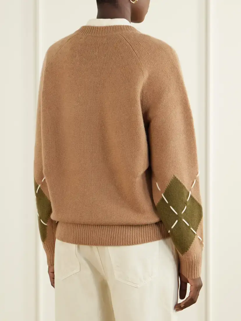 Arch4 Sloane Embroidered Argyle Cashmere Sweater | Thumbnail 4 Arch4 Sloane Embroidered Argyle Cashmere Sweater | Thumbnail 4