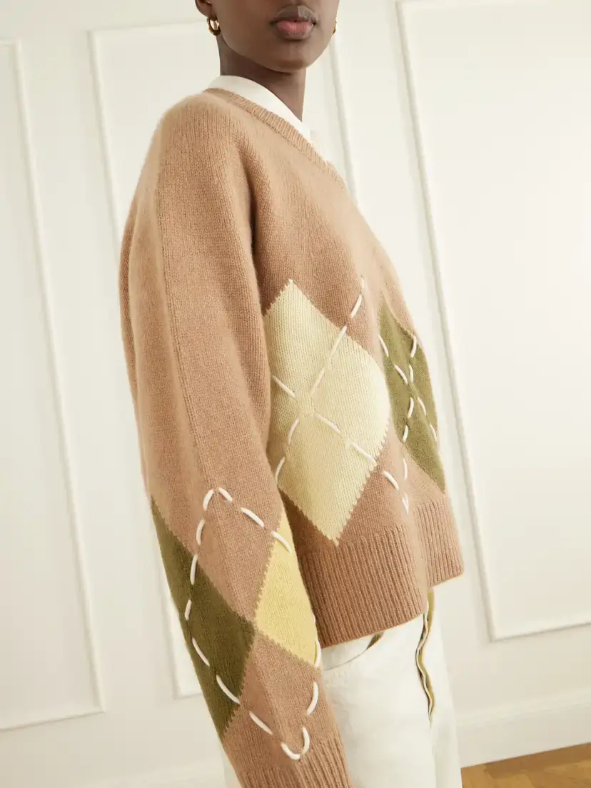 Arch4 Sloane Embroidered Argyle Cashmere Sweater | Thumbnail 5 Arch4 Sloane Embroidered Argyle Cashmere Sweater | Thumbnail 5