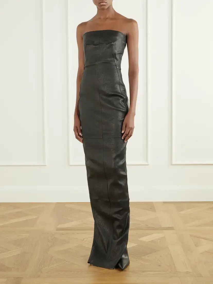 Rick Owens Athena Paneled Leather-blend Maxi Dress | Thumbnail 2 Rick Owens Athena Paneled Leather-blend Maxi Dress | Thumbnail 2