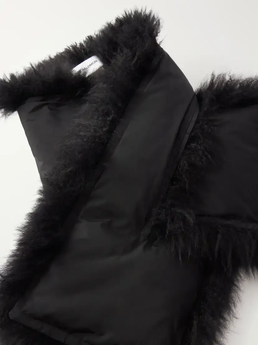 Yves Salomon Leather And Shearling Scarf - Black | Thumbnail 3 Yves Salomon Leather And Shearling Scarf - Black | Thumbnail 3