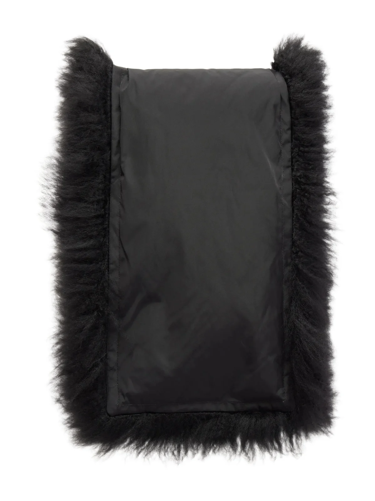 Leather And Shearling Scarf - Black