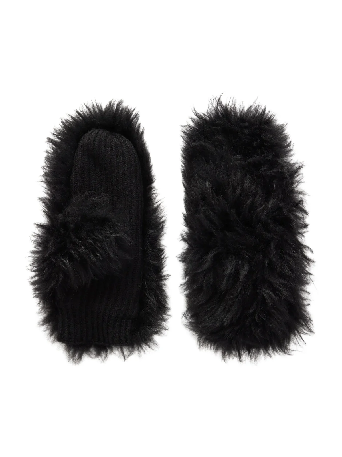 Yves Salomon Shearling Wool And Cashmere-blend Gloves - Black