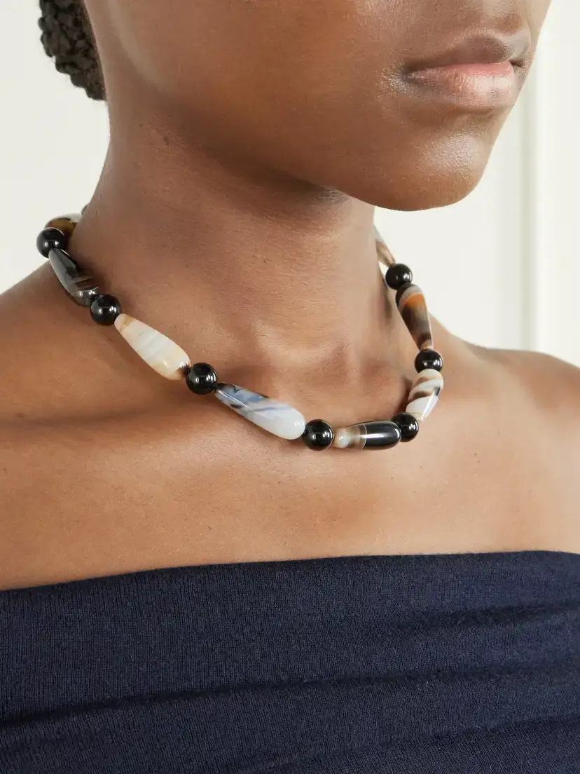 Completedworks The Depths Of Time Beaded Silver-plated Agate Necklace | Thumbnail 2
