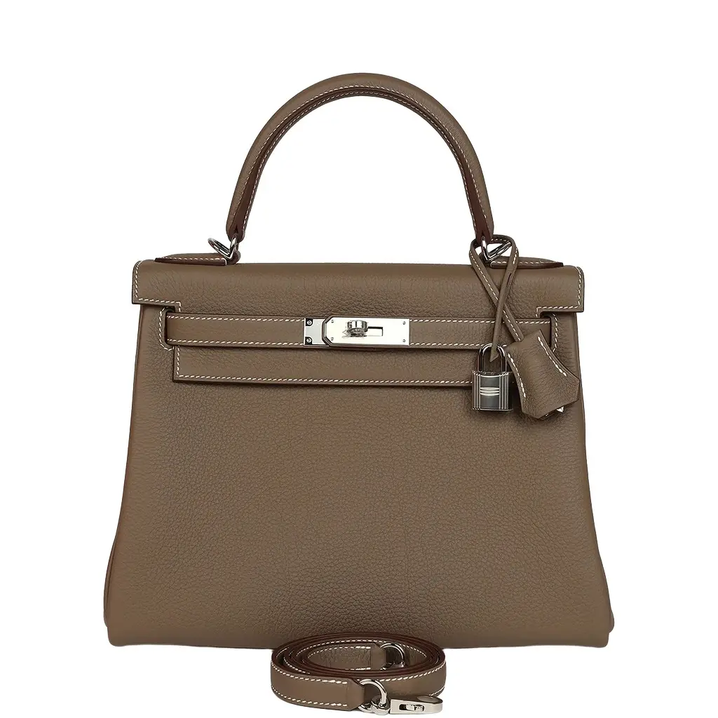 HERMÈS Hermes Kelly Retourne 28 Etoupe Togo Palladium Hardware | Image 1 HERMÈS Hermes Kelly Retourne 28 Etoupe Togo Palladium Hardware | Image 1
