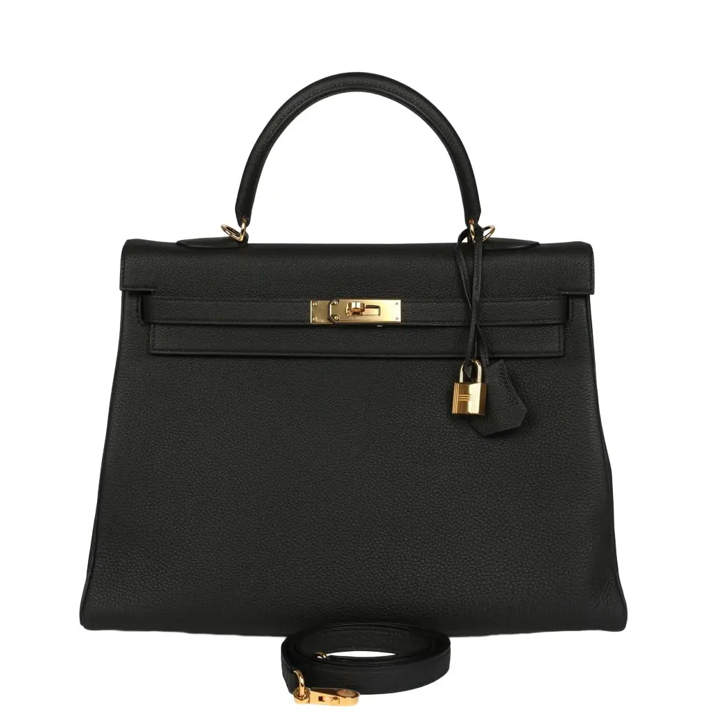 HERMÈS Hermes Kelly Retourne 35 Black Togo Gold Hardware | Image 1 HERMÈS Hermes Kelly Retourne 35 Black Togo Gold Hardware | Image 1