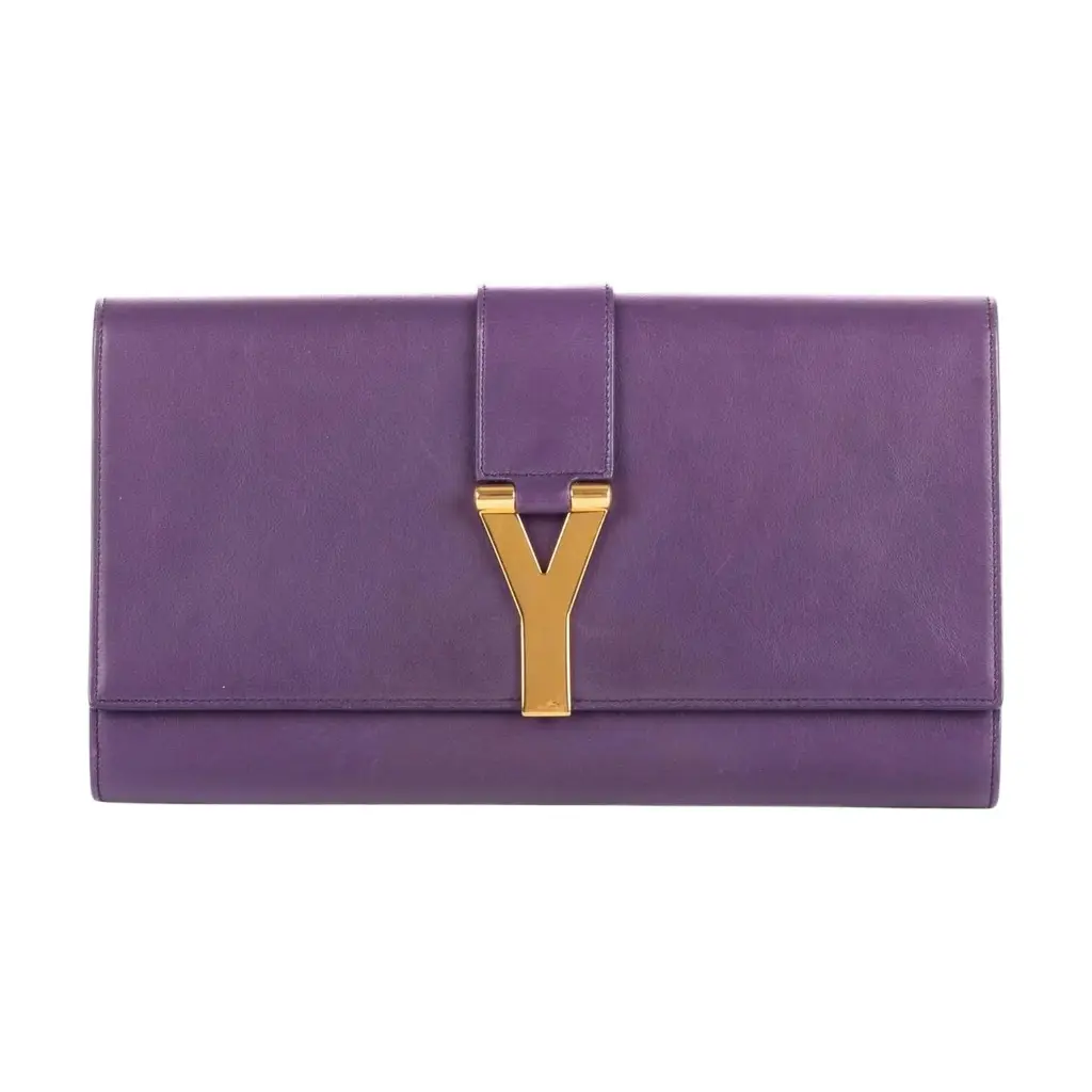 Yves Saint Laurent Yves Saint Laurent Classic Y Line Purple Calf Leather Clutch by The Solist | Image 1 Yves Saint Laurent Yves Saint Laurent Classic Y Line Purple Calf Leather Clutch by The Solist | Image 1