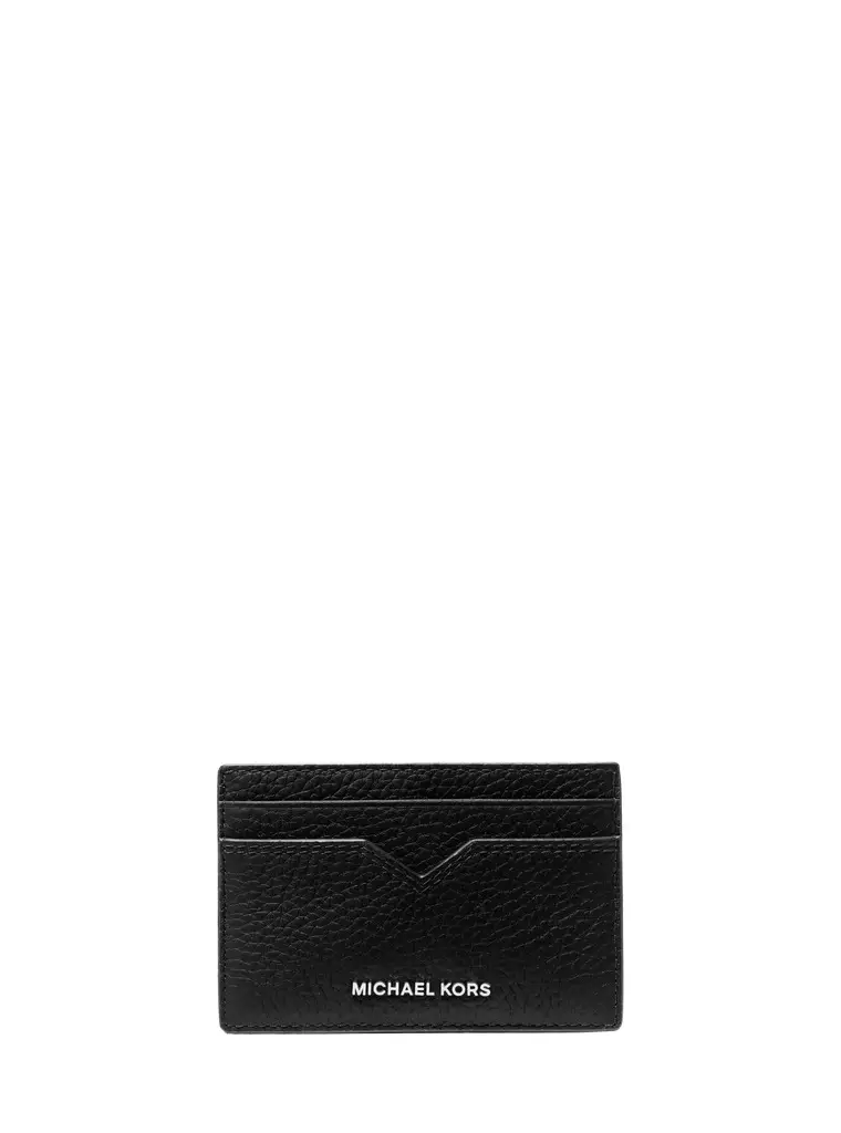 Michael Kors Collection Hudson Pebbled Leather Card Case in Black - One Size by Michael Kors Mens